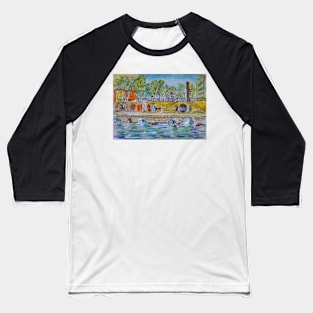 Watercolor Sketch - Quai du Port, Neuchatel, Switzerland Baseball T-Shirt